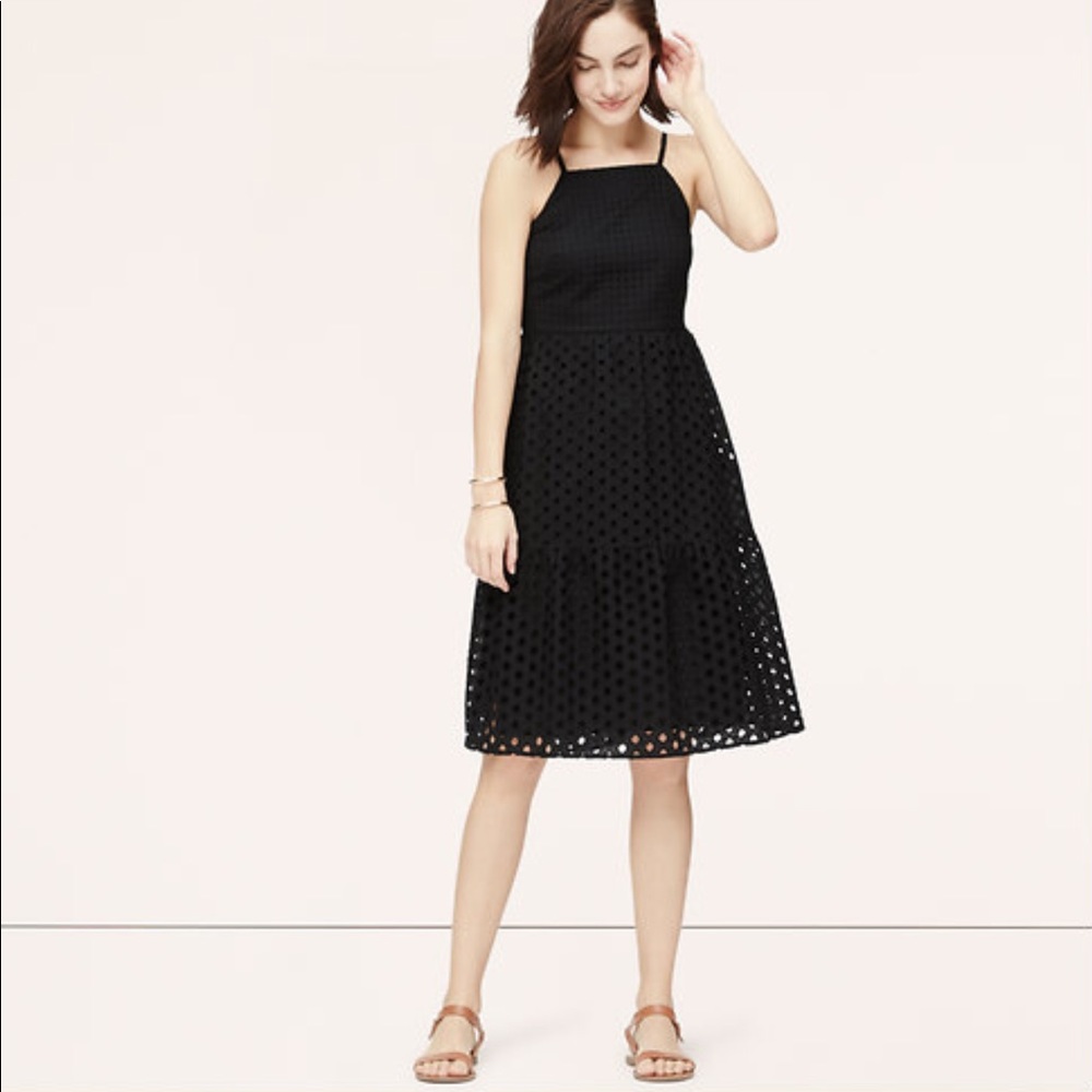 LOFT Mixed Eyelet Cami Dress